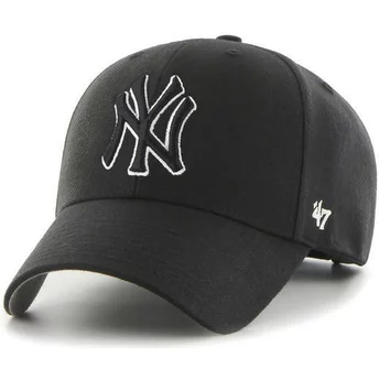 Gorra curva negra snapback con logo blanco y negro de New York Yankees MLB MVP de 47 Brand