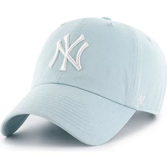 Hellblaue gebogene Kappe von New York Yankees MLB Clean Up von 47 Brand