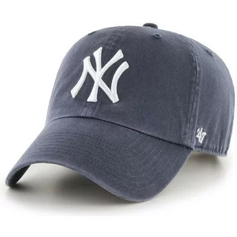 47 Brand Curved Brim New York Yankees MLB Clean Up Grey Denim Cap