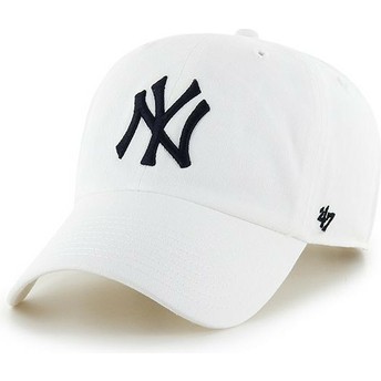 Gorra curva blanca de New York Yankees MLB Clean Up de 47 Brand