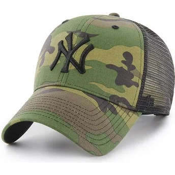 Cappellino trucker mimetico con logo nero di New York Yankees MLB Branson MVP di 47 Brand