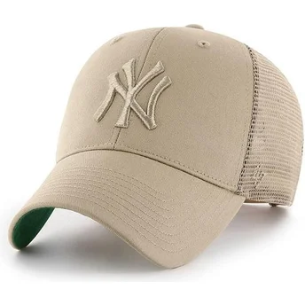 Beżowa czapka typu trucker z beżowym logo New York Yankees MLB MVP Branson marki 47 Brand