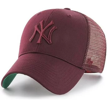 47 Brand Maroon Logo New York Yankees MLB MVP Branson Maroon Trucker Hat
