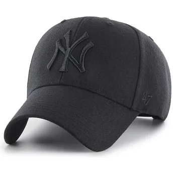 cappellino-visiera-curva-nero-snapback-con-logo-nero-di-new-york-yankees-mlb-mvp-di-47-brand