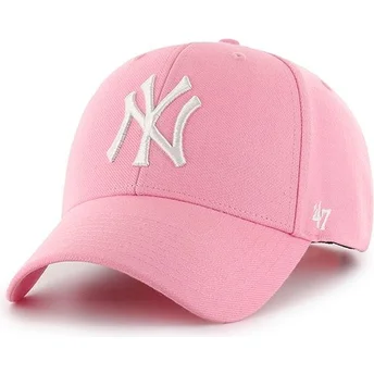 cappellino-visiera-curva-rosa-snapback-di-new-york-yankees-mlb-mvp-di-47-brand