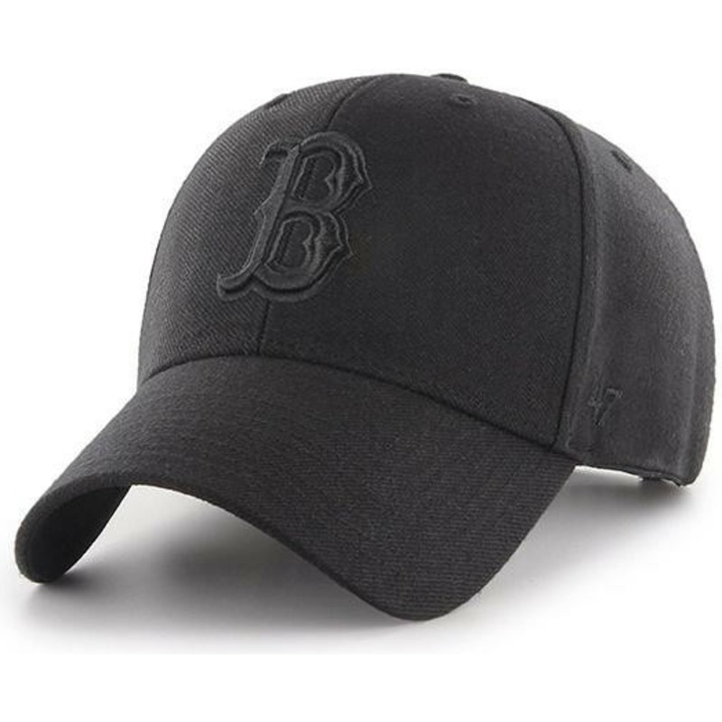 47-brand-curved-brim-black-logo-boston-red-sox-mlb-mvp-black-snapback-cap