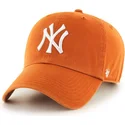 cappellino-visiera-curva-arancione-di-new-york-yankees-mlb-clean-up-di-47-brand