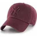 cappellino-visiera-curva-bordeaux-con-logo-bordeaux-di-new-york-yankees-mlb-clean-up-di-47-brand