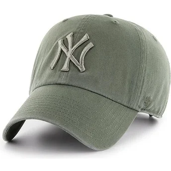 47 Brand Curved Brim Green Logo New York Yankees MLB Clean Up Light Green Cap