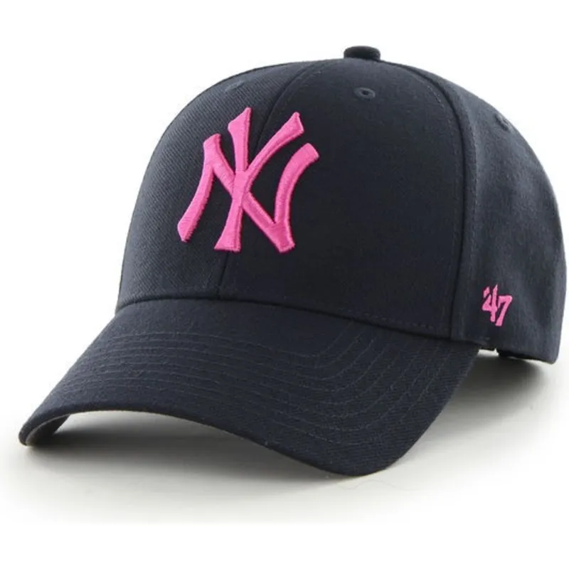 petten-gebogen-marineblauw-verstelbaar-rosa-van-new-york-yankees-mlb-van-47-brand