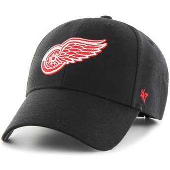 Gorra curva negra con logo rojo de Detroit Red Wings NHL MVP de 47 Brand