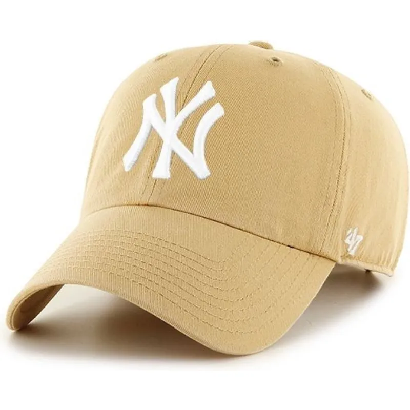 casquette-courbee-marron-claire-new-york-yankees-mlb-clean-up-47-brand
