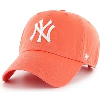 Cappellino curva arancione pompelmo dei New York Yankees MLB Clean Up di 47 Brand