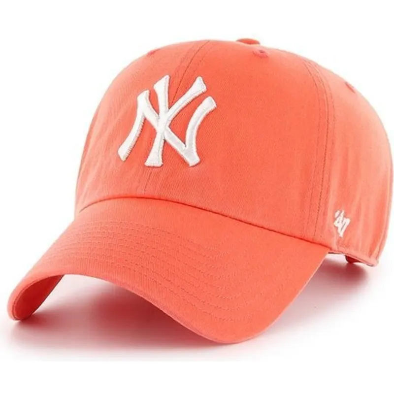 cappellino-curva-arancione-pompelmo-dei-new-york-yankees-mlb-clean-up-di-47-brand