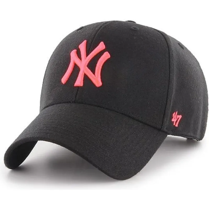 petten-gebogen-zwart-snapback-rosa-van-new-york-yankees-mlb-van-47-brand petten-gebogen-zwart-snapback-rosa-van-new-york-yankees-mlb-van-47-brand