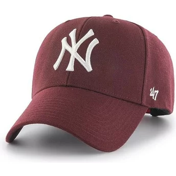 Gorra curva granate con logo blanco snapback de New York Yankees MLB MVP de 47 Brand