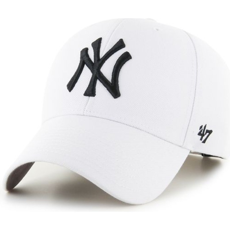 47 Brand Curved Brim New York Yankees MLB MVP White Snapback Cap:  Caphunters.com