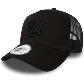 cappellino-trucker-nero-con-logo-nero-clean-a-frame-di-new-york-yankees-mlb-di-new-era