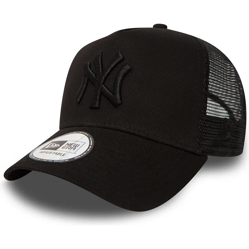 sort-trucker-kasket-med-sort-logo-clean-a-frame-fra-new-york-yankees-mlb-fra-new-era