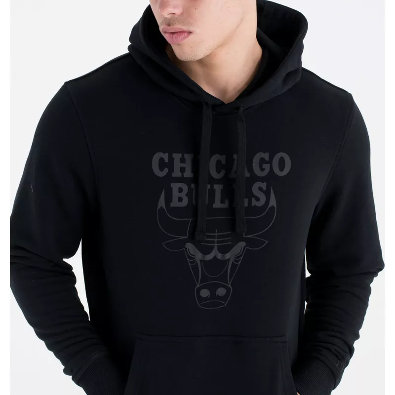 Sudadera con capucha negra con logo negro Hoody de Chicago Bulls NBA de New Era: Caphunters.com