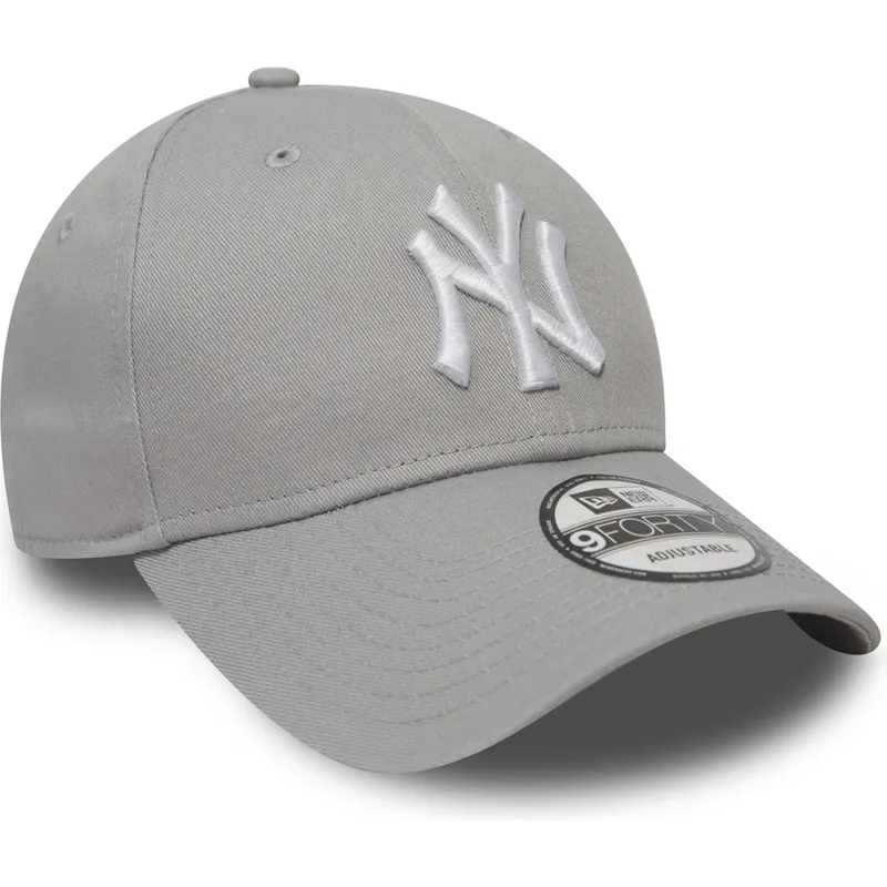 petten-gebogen-grijs-verstelbaar-9forty-essential-van-new-york-yankees-mlb-van-new-era