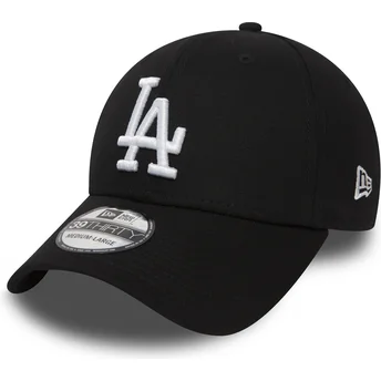 Schwarze gebogene angepasste Kappe 39THIRTY Essential der Los Angeles Dodgers MLB von New Era