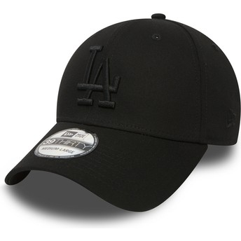 Gorra curva negra con logo negro ajustada 39THIRTY Essential de Los Angeles Dodgers MLB de New Era