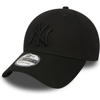 Gorra curva negra con logo negro ajustada 39THIRTY Classic de New York Yankees MLB de New Era