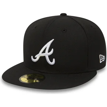 Casquette plate noire ajustée 59FIFTY Essential Atlanta Braves MLB New Era