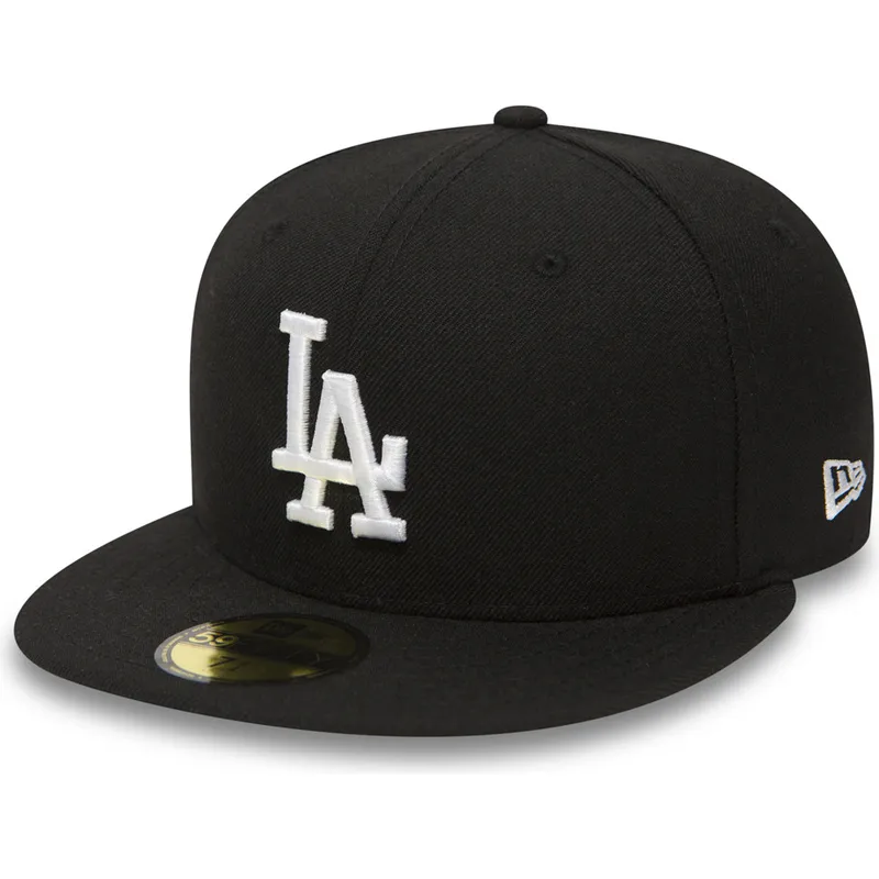 czarna-dopasowana-czapka-z-plaskim-daszkiem-59fifty-essential-los-angeles-dodgers-mlb-new-era