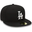 cappellino-visiera-piatta-nero-aderente-59fifty-essential-di-los-angeles-dodgers-mlb-di-new-era