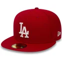 cappellino-visiera-piatta-rosso-aderente-59fifty-essential-di-los-angeles-dodgers-mlb-di-new-era