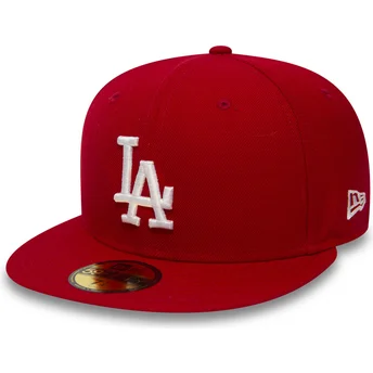 Rød flad fitted 59FIFTY Essential kasket fra Los Angeles Dodgers MLB af New Era