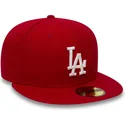 casquette-plate-rouge-ajustee-59fifty-essential-los-angeles-dodgers-mlb-new-era