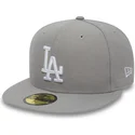 cappellino-visiera-piatta-grigio-aderente-59fifty-essential-di-los-angeles-dodgers-mlb-di-new-era