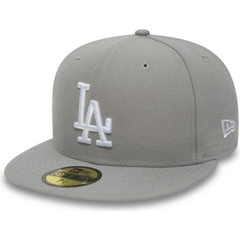 Gorra plana gris ajustada 59FIFTY Essential de Los Angeles Dodgers MLB de New Era
