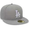 cappellino-visiera-piatta-grigio-aderente-59fifty-essential-di-los-angeles-dodgers-mlb-di-new-era