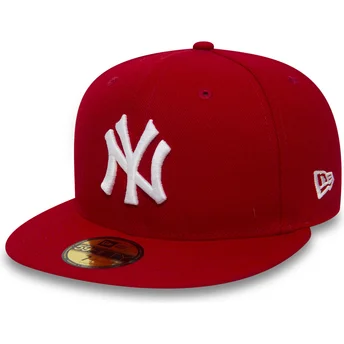 Petten plat rood fitted 59FIFTY Essential van New York Yankees MLB van New Era