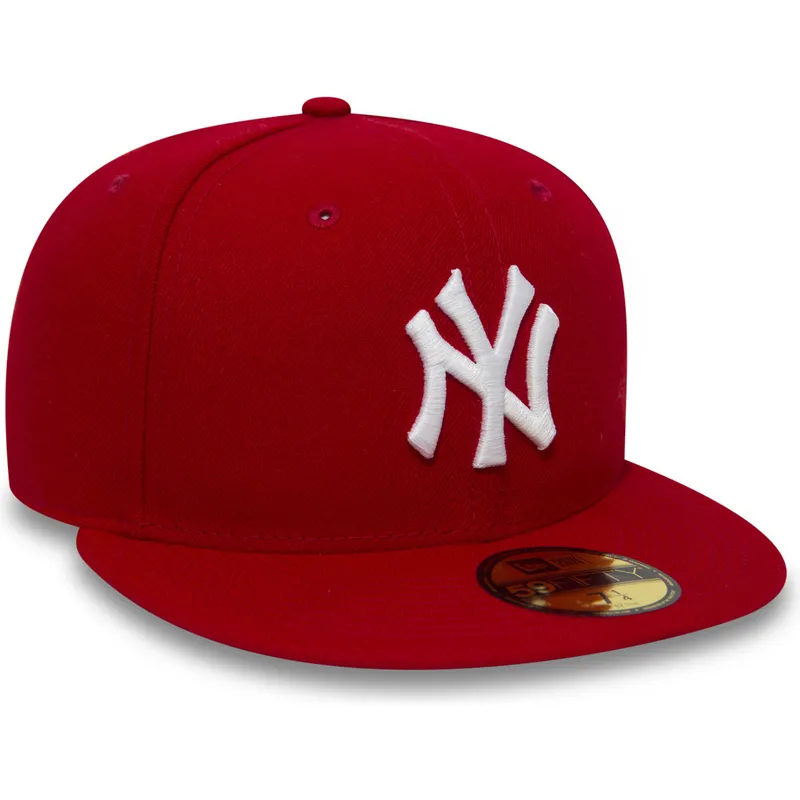 cappello-piatto-rosso-regolabile-59fifty-essential-dei-new-york-yankees-mlb-di-new-era