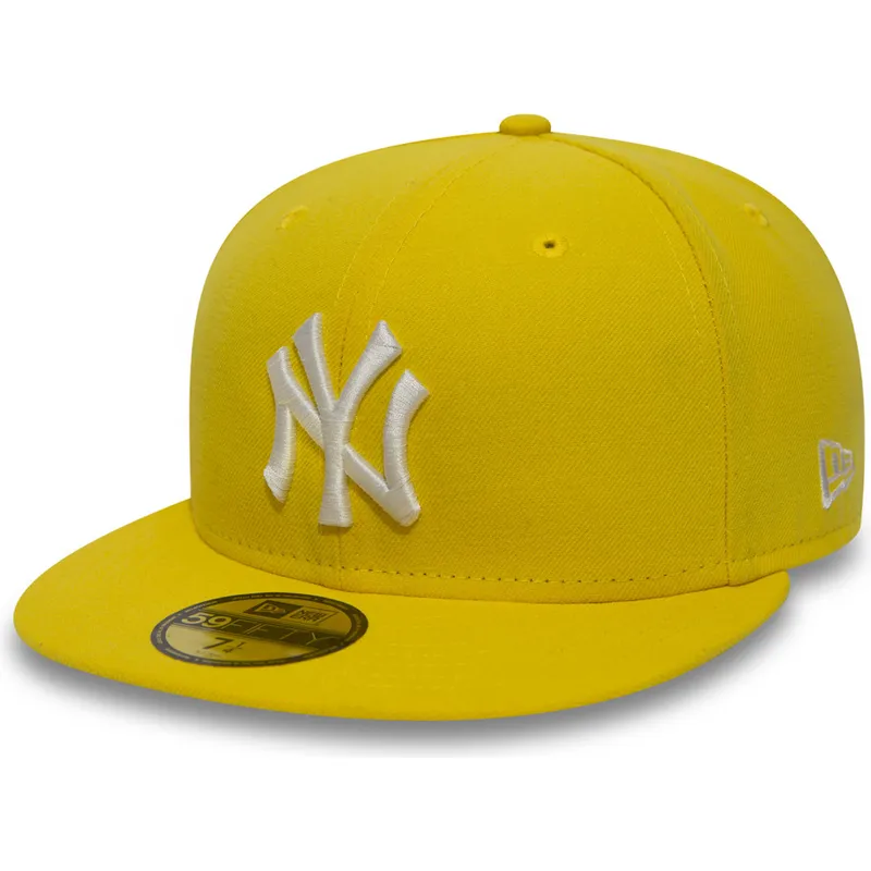 petten-plat-geel-aangepast-59fifty-essential-van-new-york-yankees-mlb-van-new-era