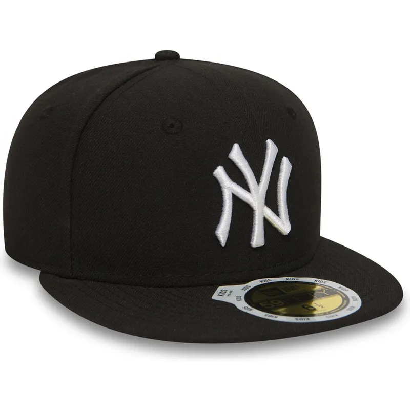 petten-plat-zwart-aangepast-voor-kinderen-59fifty-essential-van-new-york-yankees-mlb-van-new-era