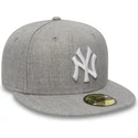 cappellino-visiera-piatta-grigio-aderente-59fifty-essential-di-new-york-yankees-mlb-di-new-era