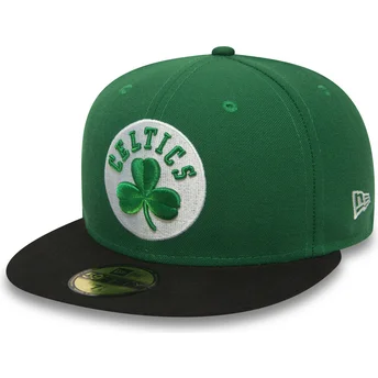 Cappellino visiera piatta verde aderente 59FIFTY Essential di Boston Celtics NBA di New Era