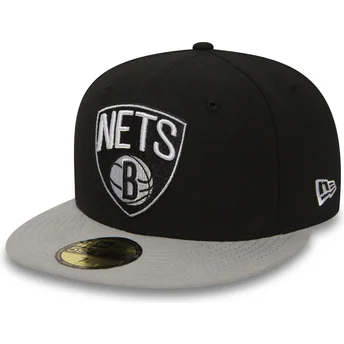 cappellino-visiera-piatta-nero-aderente-59fifty-essential-di-brooklyn-nets-nba-di-new-era