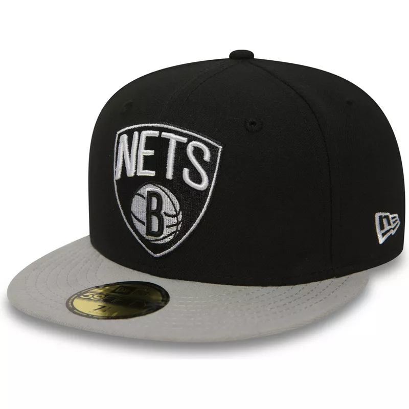 Gorra plana negra ajustada 59FIFTY Essential de Brooklyn Nets NBA