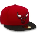 casquette-plate-rouge-ajustee-59fifty-essential-chicago-bulls-nba-new-era