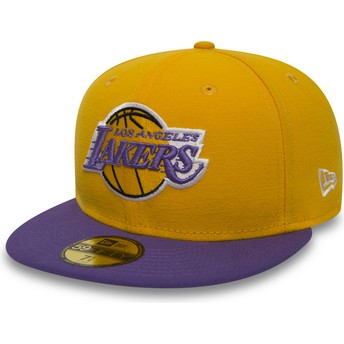 Gorra plana amarilla ajustada 59FIFTY Essential de Los Angeles Lakers NBA de New Era