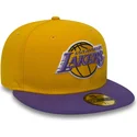 cappellino-visiera-piatta-giallo-aderente-59fifty-essential-di-los-angeles-lakers-nba-di-new-era