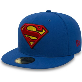 Gorra plana azul ajustada 59FIFTY Superman Character Essential Warner Bros. de New Era