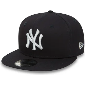 petten-plat-marineblauw-snapback-ajustable-9fifty-essential-van-new-york-yankees-mlb-van-new-era